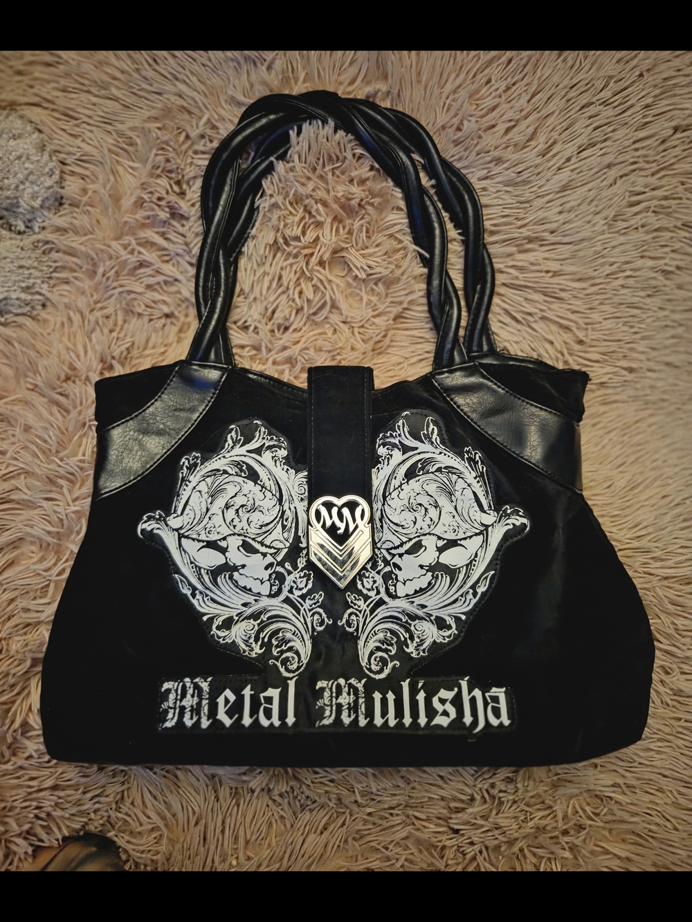 Metal Mulisha Black and White Graphic Shoulder Bag